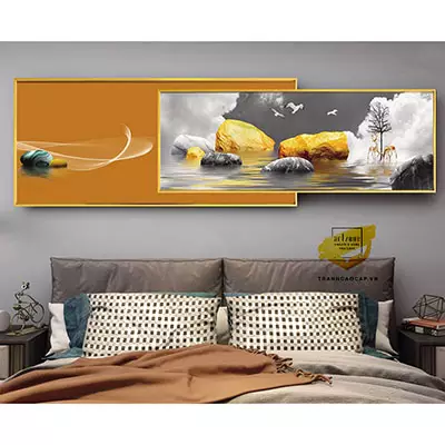 Tranh trang trí phòng ngủ giá xưởng in trên vải Canvas Size: 150*60-150*50 cm P/N: AZ2-0146-KN-CANVAS-150X60-150X50